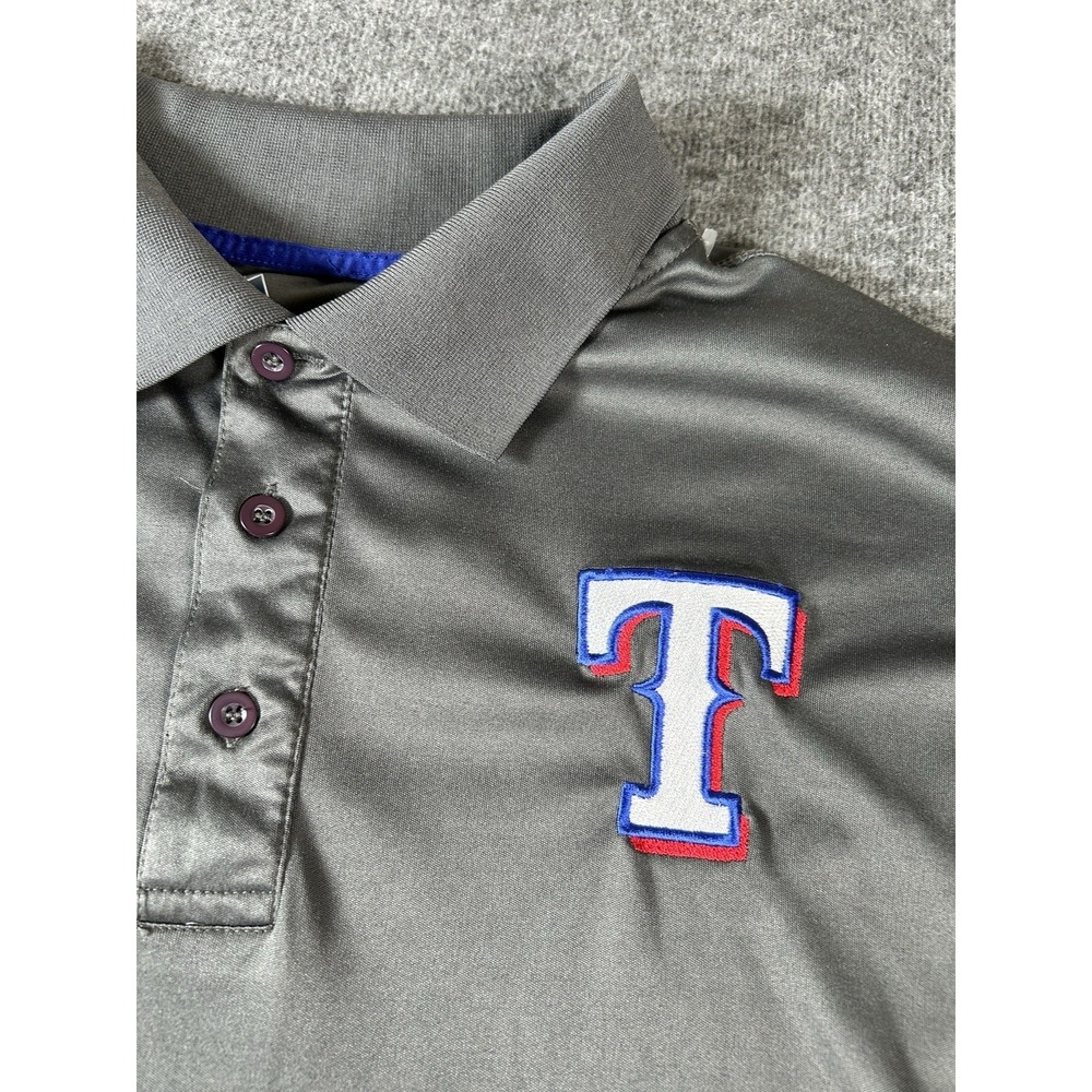 Texas Rangers‎ Shirt Mens 2XL Gray MLB Majestic Polo Short Sleeve
